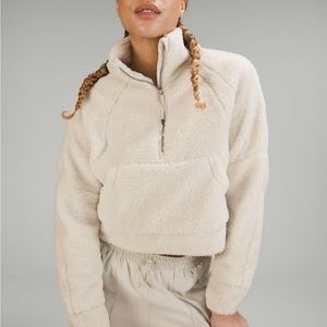 lululemon scuba oversized fleece funnel neck, white opal size XS/S
